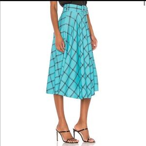 alice + olivia Parcell Flared Midi Skirt Bluebird